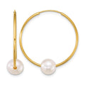 14k 6-7mm Semi-Round Freshwater Cultured Pearl Hoop Earrings