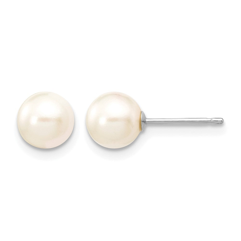 14K White Gold 6-7mm Round White Saltwater Akoya Cultured Pearl Earrings
