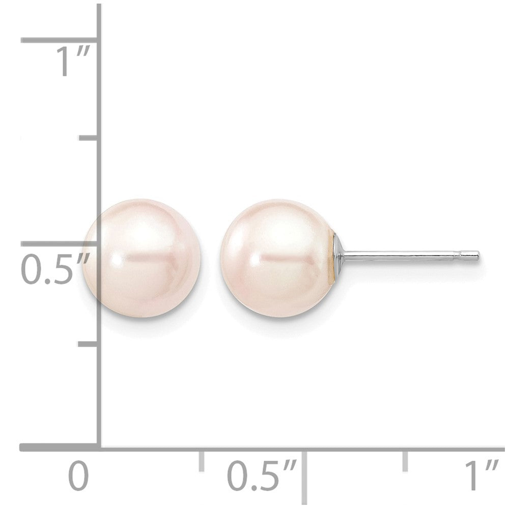 14K White Gold 7-8mm Round White Saltwater Akoya Cultured Pearl Earrings