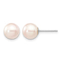 14K White Gold 7-8mm Round White Saltwater Akoya Cultured Pearl Earrings