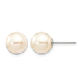 14K White Gold 8-9mm Round White Saltwater Akoya Cultured Pearl Earrings