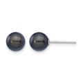 14K White Gold 6-7mm Round Black Saltwater Akoya Cultured Pearl Earrings