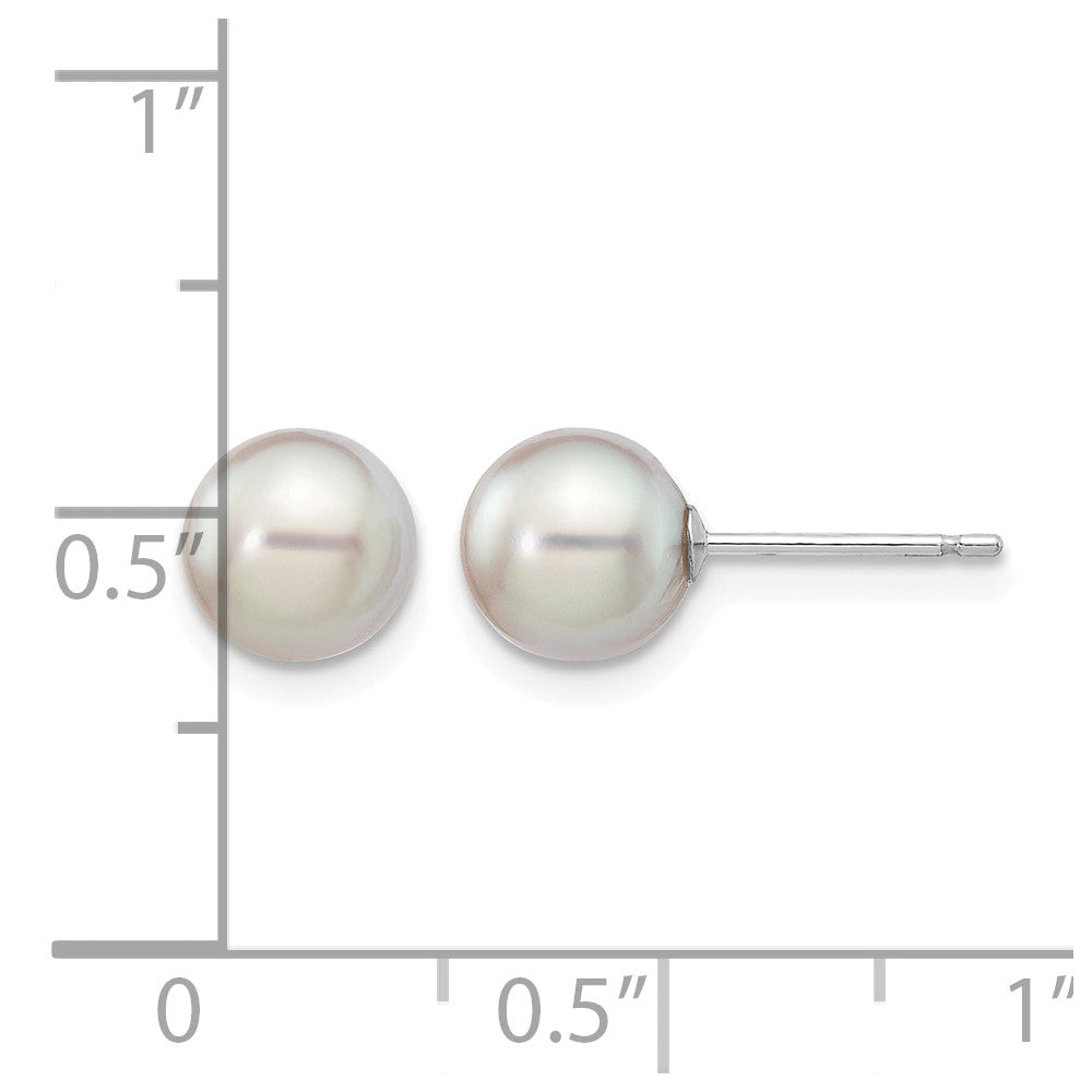 14K White Gold 6-7mm Round Grey Saltwater Akoya Cultured Pearl Earrings