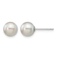 14K White Gold 6-7mm Round Grey Saltwater Akoya Cultured Pearl Earrings