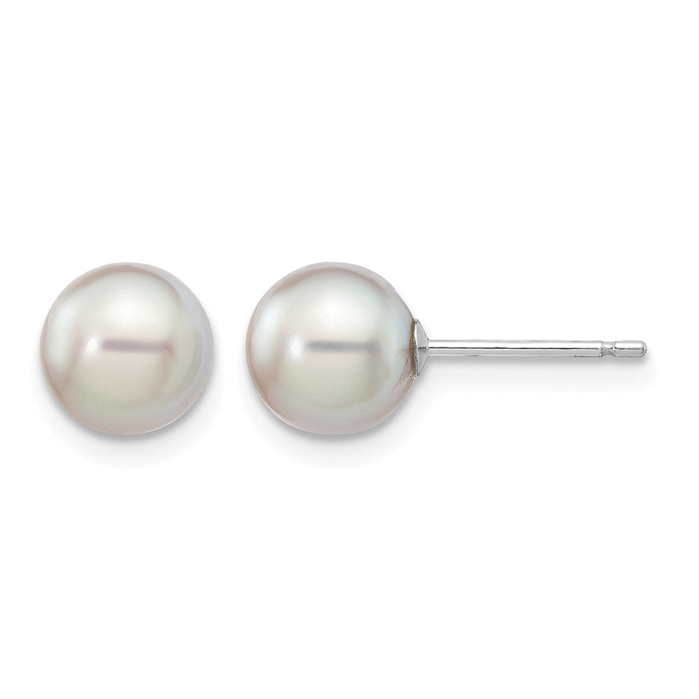 14K White Gold 6-7mm Round Grey Saltwater Akoya Cultured Pearl Earrings