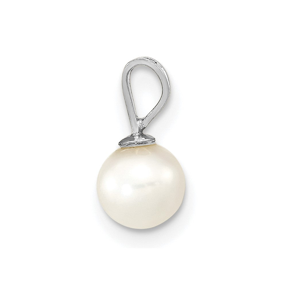 14k WG 5-6mm Round White Freshwater Cultured Pearl Pendant