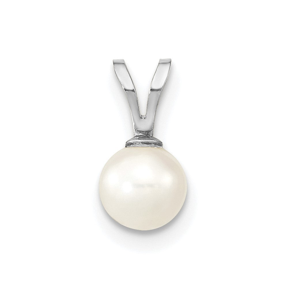 14k WG 5-6mm Round White Freshwater Cultured Pearl Pendant