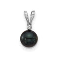 14kw 5-6mm Black Round Saltwater Akoya Cultured Pearl Diamond Pendant