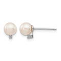 14K White Gold 5-6mm Round White Saltwater Akoya .02ct. Diamond Earrings