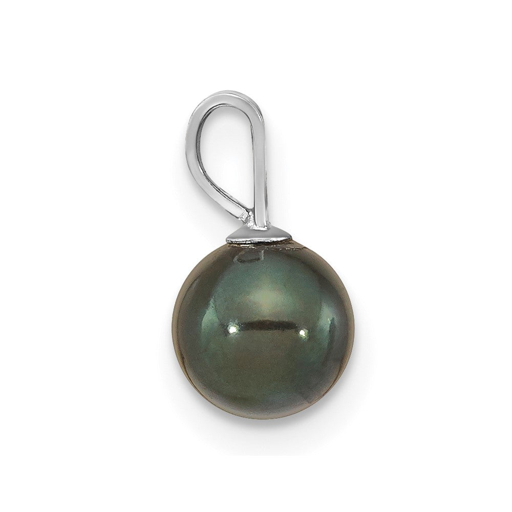 14K White Gold 6-7mm Round Black Saltwater Akoya Pendant