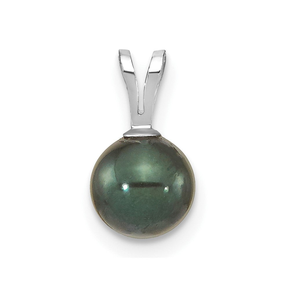14K White Gold 6-7mm Round Black Saltwater Akoya Pendant