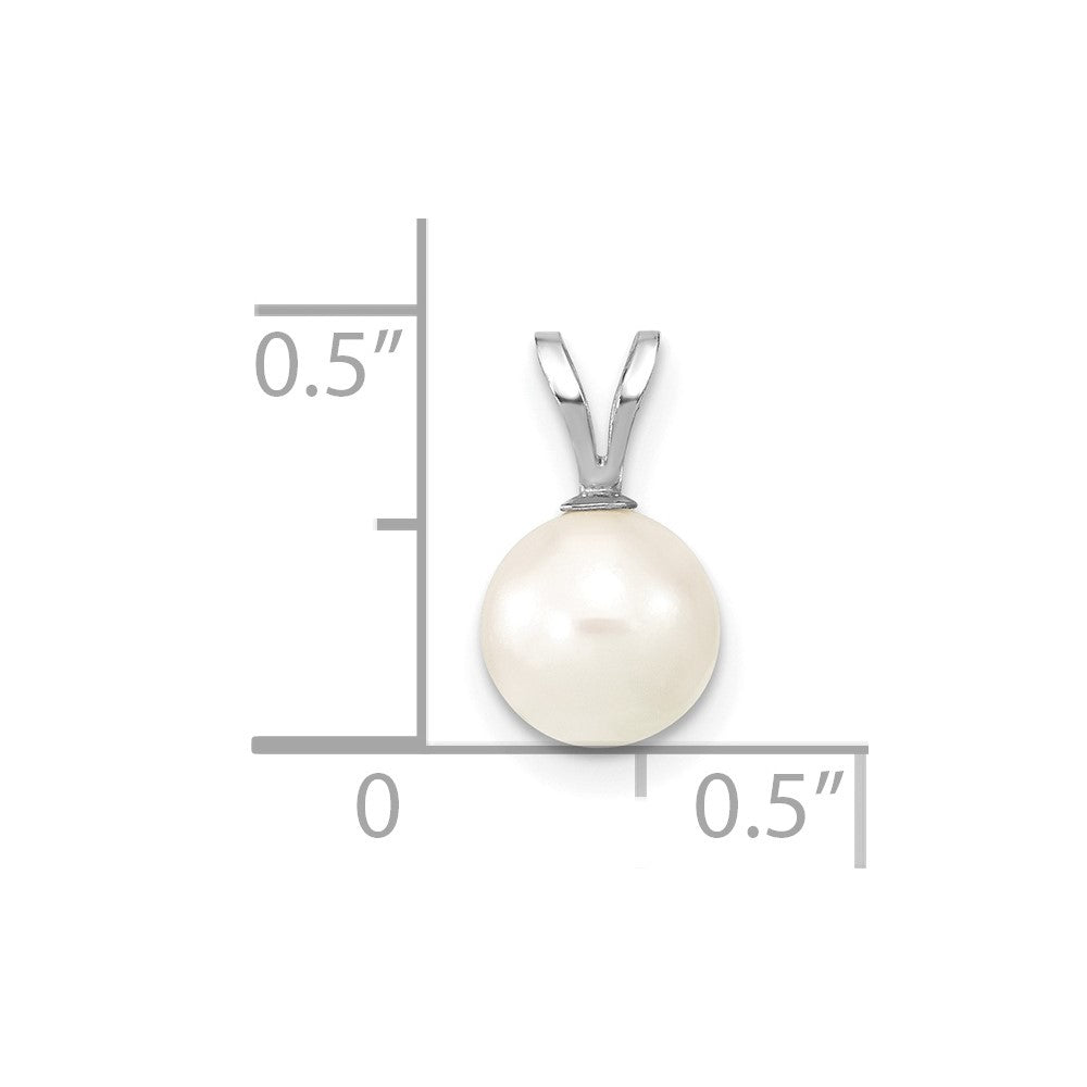 14K White Gold 7-8mm Round White Saltwater Akoya Pendant