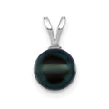 14K White Gold 7-8mm Round Black Saltwater Akoya Pendant