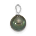 14K White Gold 8-9mm Round Black Saltwater Akoya Pendant