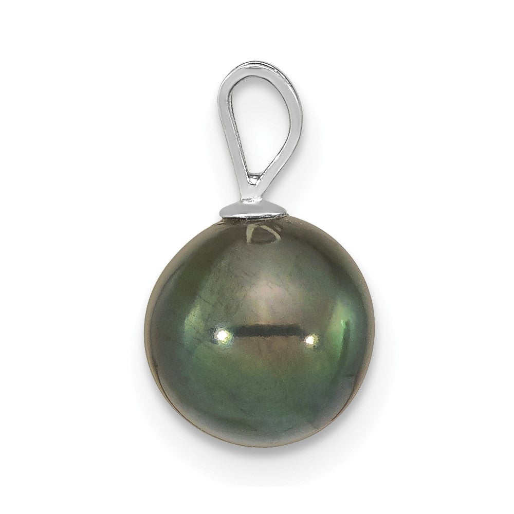 14K White Gold 8-9mm Round Black Saltwater Akoya Pendant