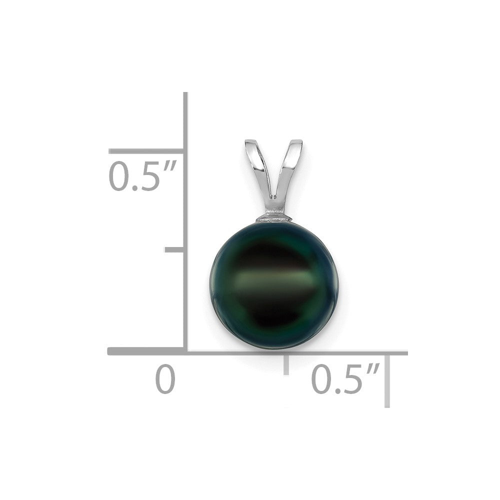 14K White Gold 8-9mm Round Black Saltwater Akoya Pendant