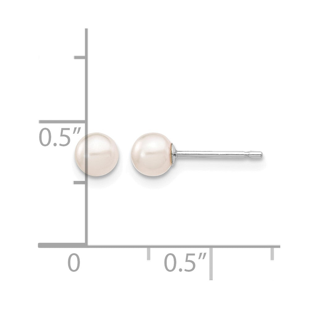 14K White Gold 4-5mm Round White Saltwater Akoya Cultured Pearl Earrings