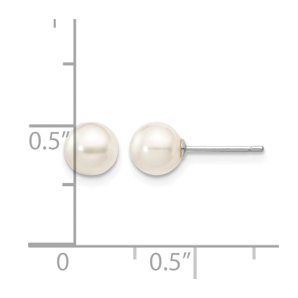 14K White Gold 5-6mm Round White Saltwater Akoya Cultured Pearl Earrings