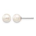 14K White Gold 5-6mm Round White Saltwater Akoya Cultured Pearl Earrings
