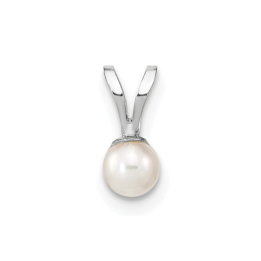 14k WG 3-4mm Round White Freshwater Cultured Pearl Pendant