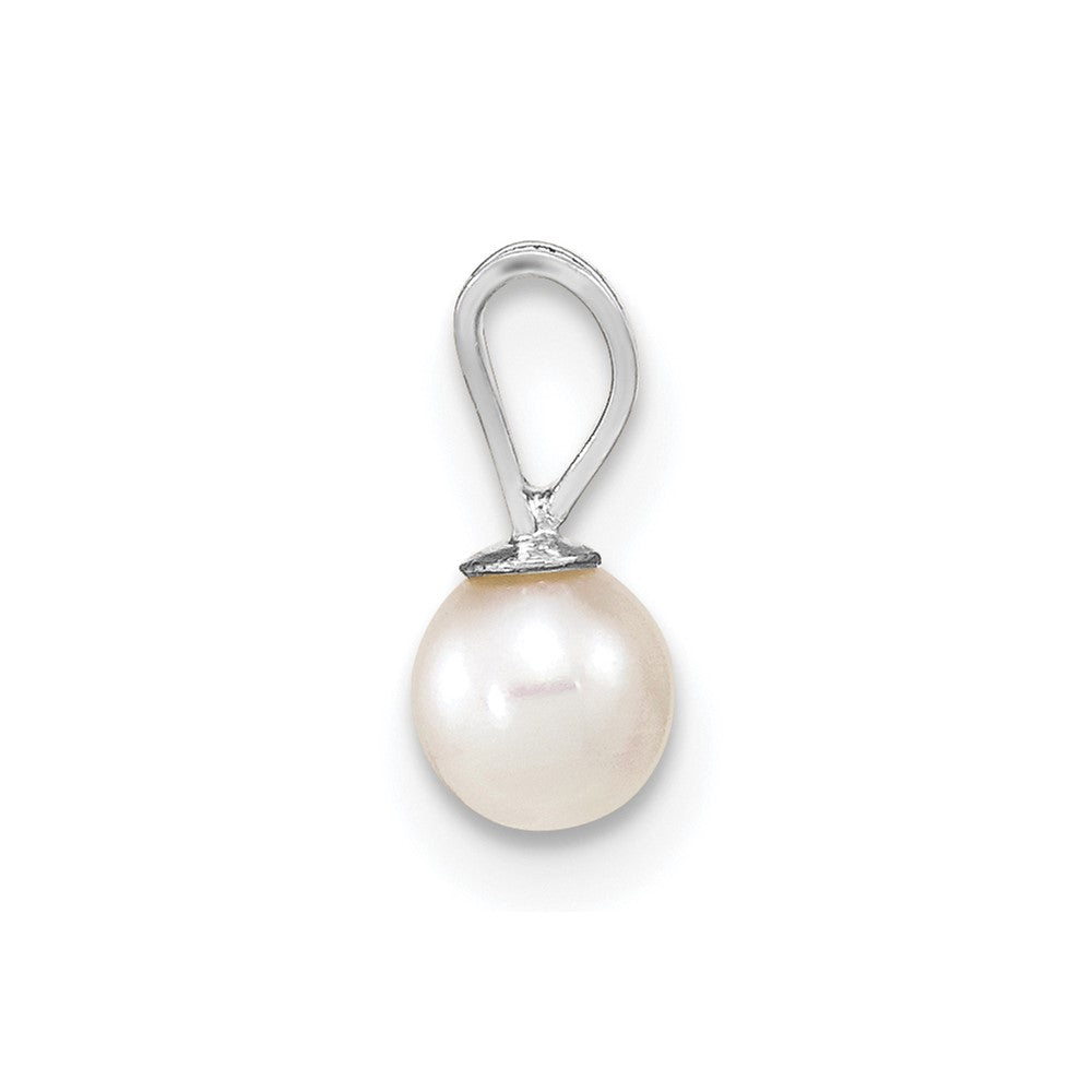 14k WG 4-5mm Round White Freshwater Cultured Pearl Pendant