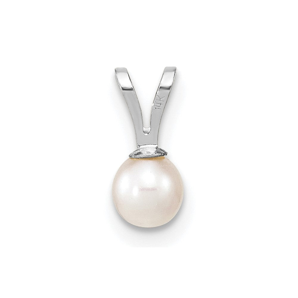14k WG 4-5mm Round White Freshwater Cultured Pearl Pendant