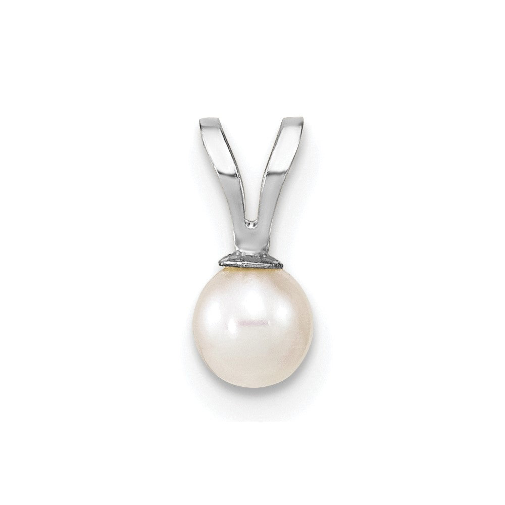 14k WG 4-5mm Round White Freshwater Cultured Pearl Pendant