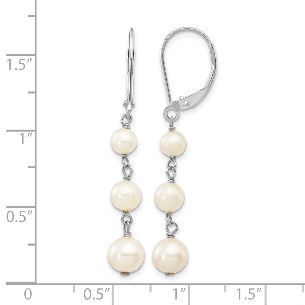 14KW 4-6mm Semi Round White Freshwater Cultured Pearl Dangle Earrings