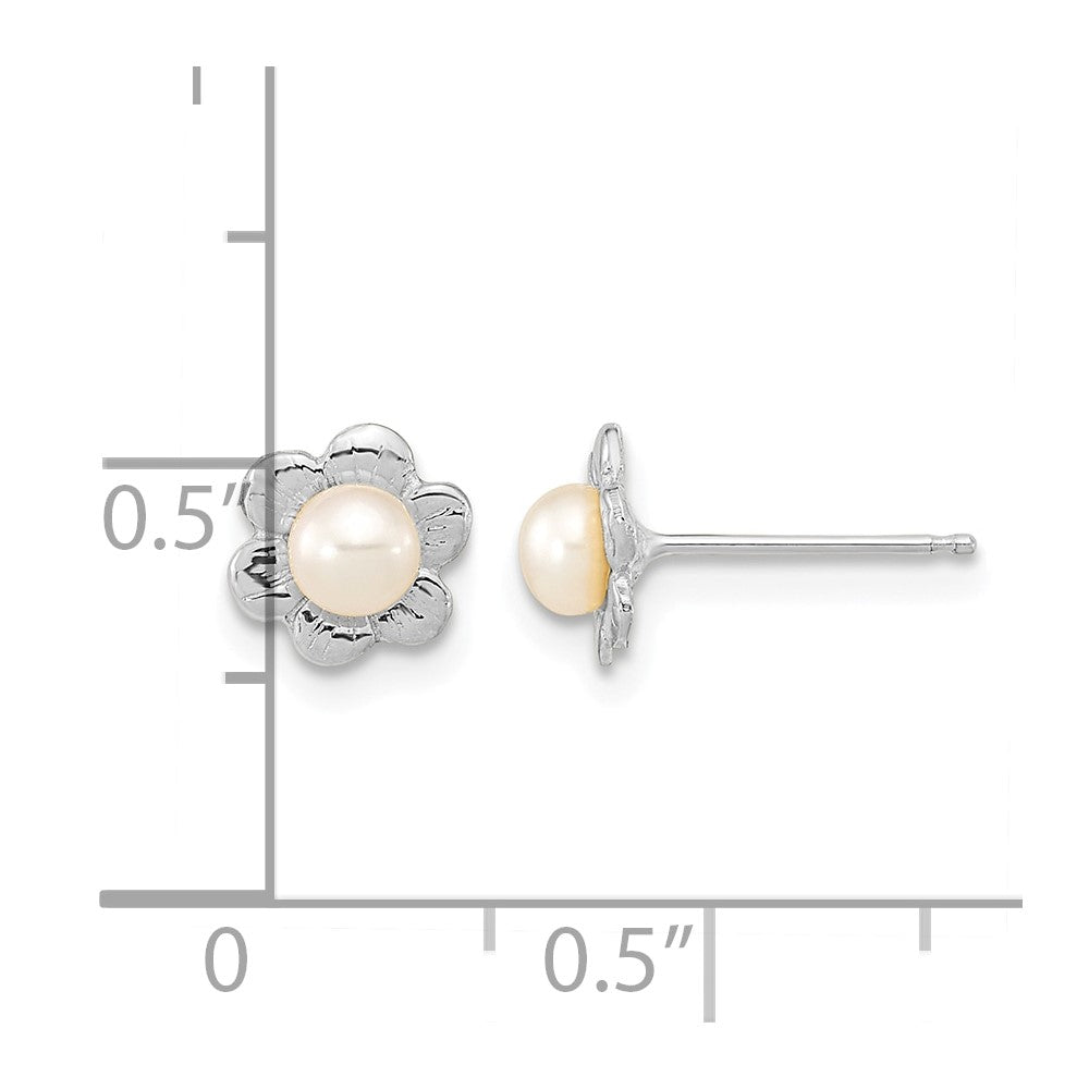Madi K 14k White Gold 3-4mm FWC Pearl Flower Post Earrings