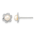 Madi K 14k White Gold 3-4mm FWC Pearl Flower Post Earrings