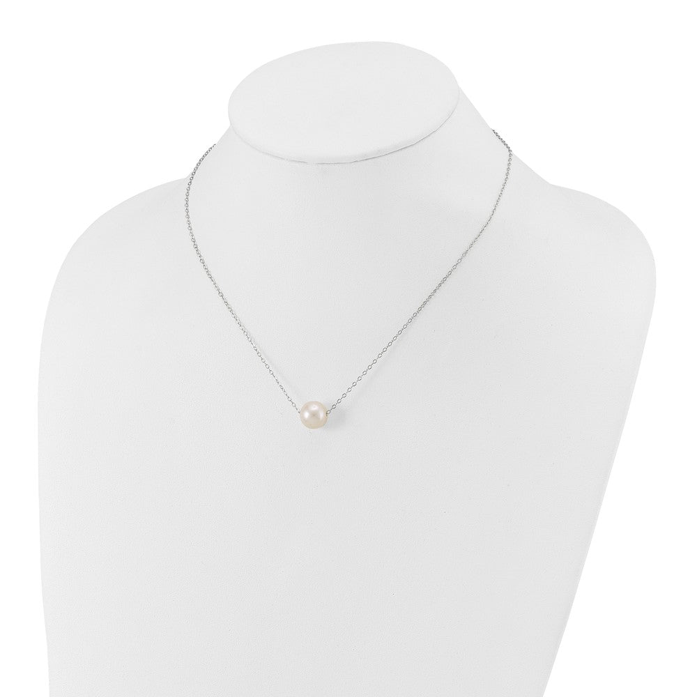 14k WG 10-11mm Semi-Round White FWC Pearl 17in Necklace