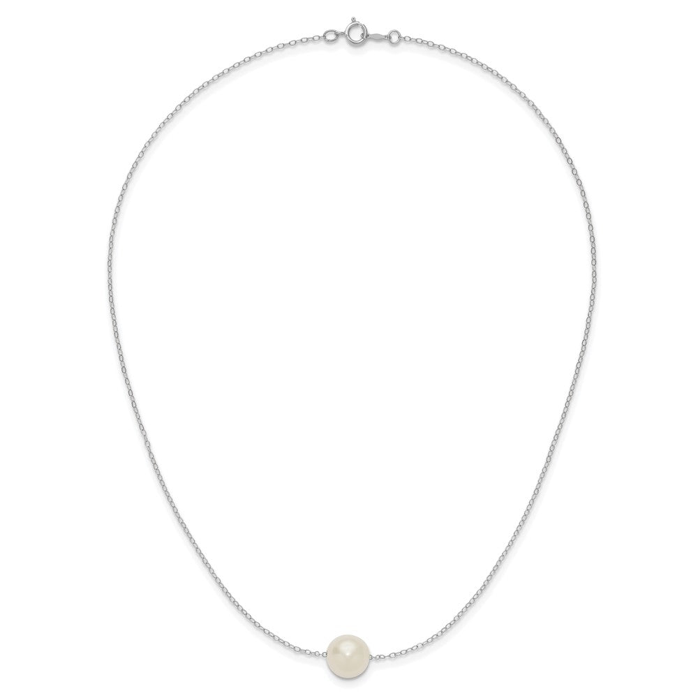 14k WG 10-11mm Semi-Round White FWC Pearl 17in Necklace