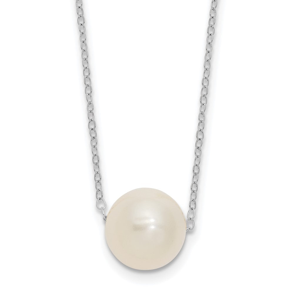 14k WG 10-11mm Semi-Round White FWC Pearl 17in Necklace