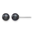 14K White Gold 5-6mm Round Black Saltwater Akoya Cultured Earrings