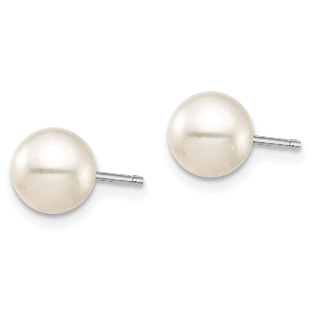 10K White Gold 6-7mm Round White and Black FWC Pearl 2 Earrings Set