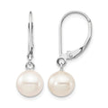 14k WG 7-8mm Rnd White Freshwater Cultured Pearl Dangle Earrings