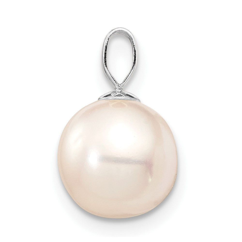 14k WG 8-9mm Round White Freshwater Cultured Pearl Pendant