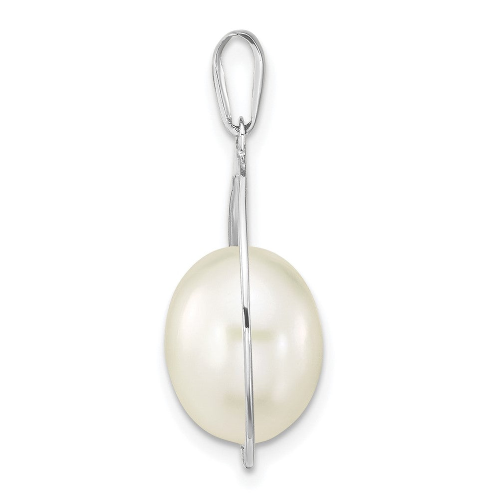 14K White Gold 8-9mm Rice Freshwater Cultured Pearl Pendant