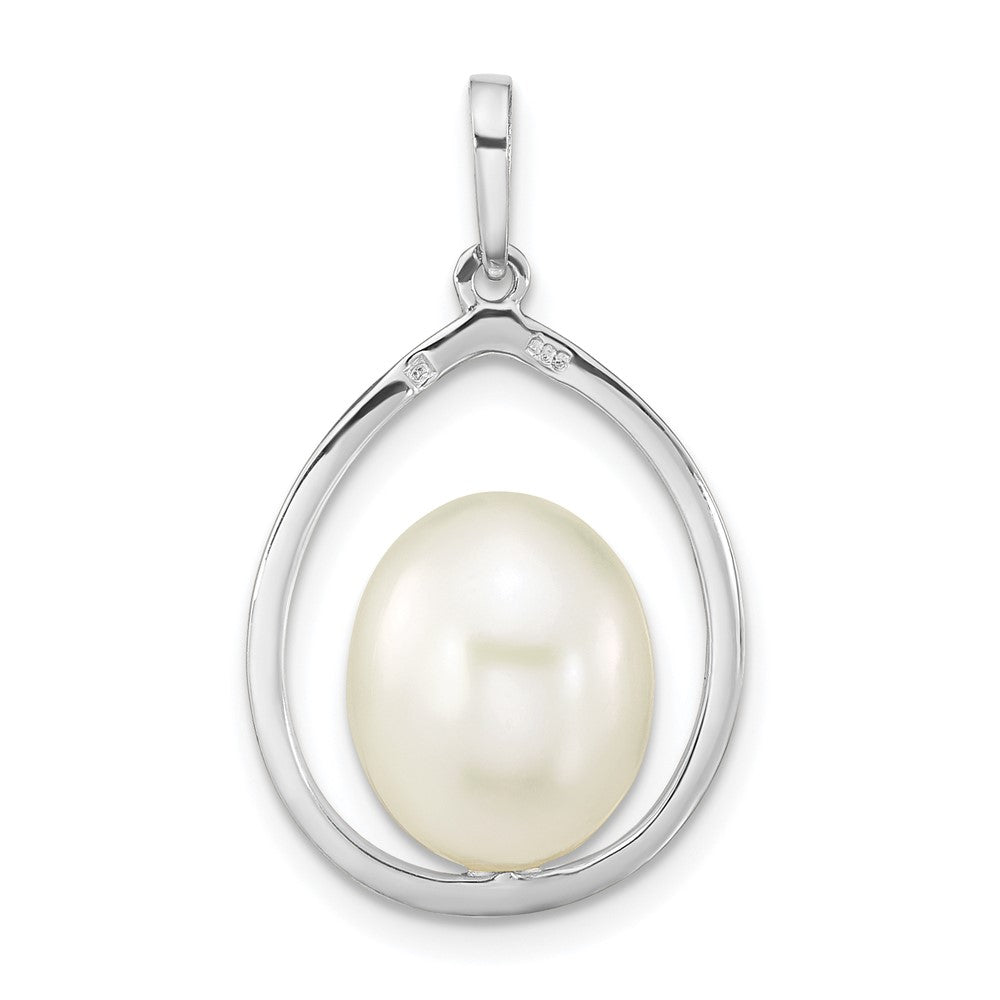 14K White Gold 8-9mm Rice Freshwater Cultured Pearl Pendant