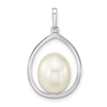 14K White Gold 8-9mm Rice Freshwater Cultured Pearl Pendant