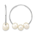 14k WG 6-7mm Semi-Rnd Freshwater Cultured 3 Pearl Hoop Earrings