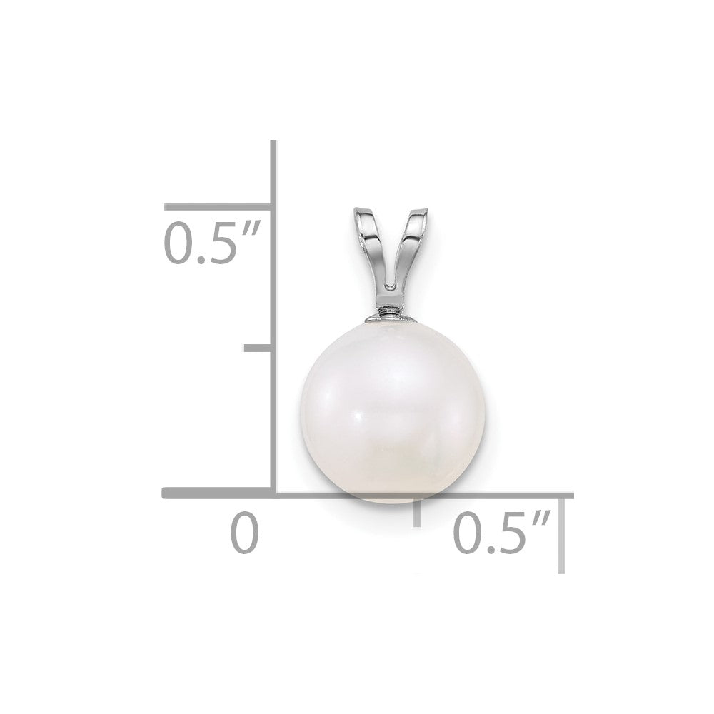 14k WG 8-9mm Round White Freshwater Cultured Pearl Pendant