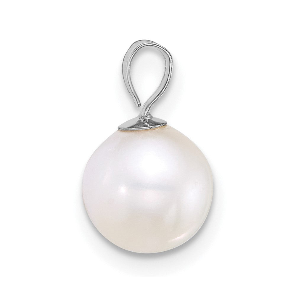 14k WG 7-8mm Round White Freshwater Cultured Pearl Pendant