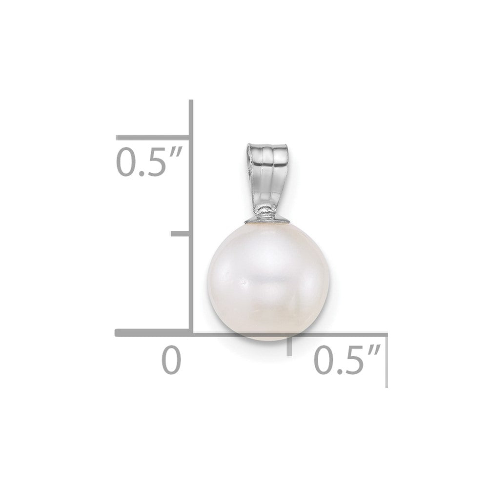 14k WG 7-8mm Round White Freshwater Cultured Pearl Pendant