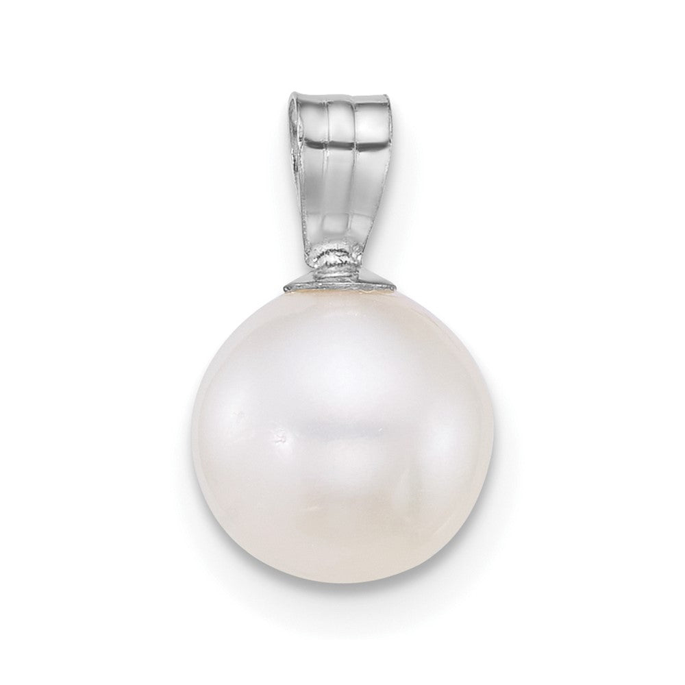 14k WG 7-8mm Round White Freshwater Cultured Pearl Pendant