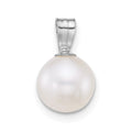 14k WG 7-8mm Round White Freshwater Cultured Pearl Pendant