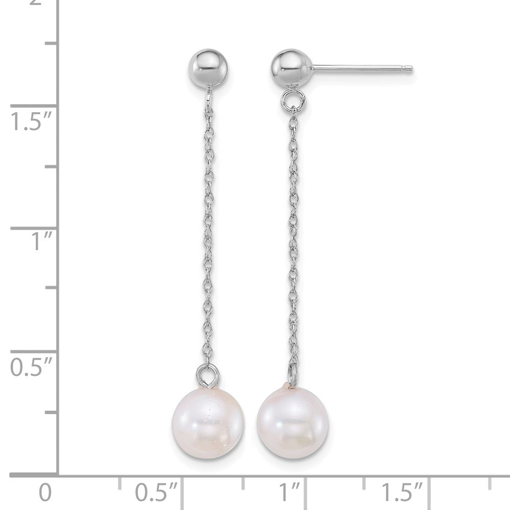 14k WG 6.5-7mm Rnd Akoya Saltwater Cultured Pearl Dangle Earrings
