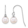 14k WG 6-7mm Rnd White Freshwater Culture Pearl Dangle Earrings