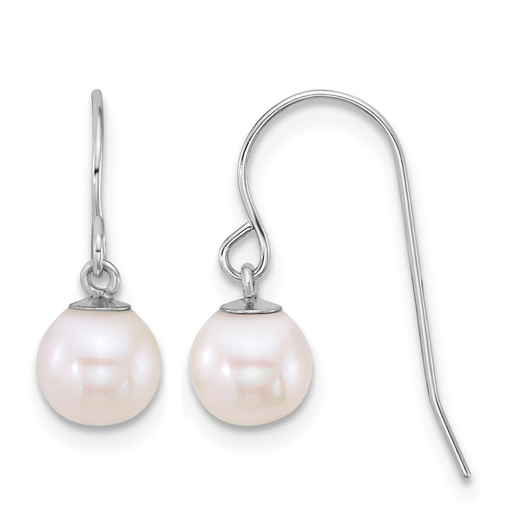 14k WG 6-7mm Rnd White Freshwater Culture Pearl Dangle Earrings