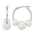 14K WG 6-8mm Semi-Rnd Freshwater Cultured Pearl Hoop Earrings